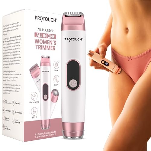 PROTOUCH All Rounder All-in-1 Women’s Trimmer & Epilator for Face, Body, Underarms & Bikini Line | Rechargeable, IPX5 Water-Resistant, Portable, Lightweight Hair Remover | Sensitive Skin Safe, Painless Grooming Tool