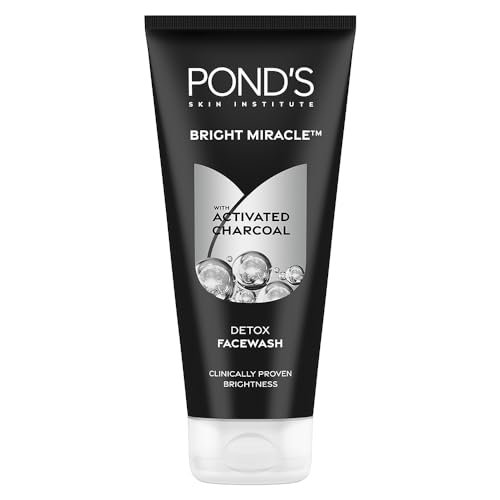 POND'S Pure Detox Face Wash 200 g|| Daily Exfoliating & Brightening Cleanser|| Deep Cleans Oily Skin - With Activated Charcoal for Fresh|| Glowing Skin