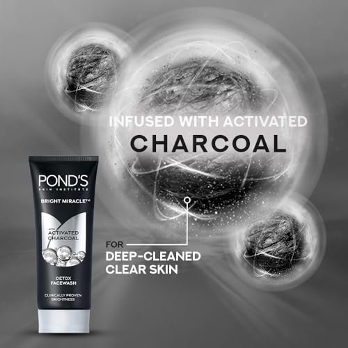 POND'S Pure Detox Face Wash 200 g|| Daily Exfoliating & Brightening Cleanser|| Deep Cleans Oily Skin - With Activated Charcoal for Fresh|| Glowing Skin - Image 2