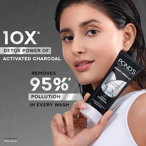 POND'S Pure Detox Face Wash 200 g|| Daily Exfoliating & Brightening Cleanser|| Deep Cleans Oily Skin - With Activated Charcoal for Fresh|| Glowing Skin - Image 3