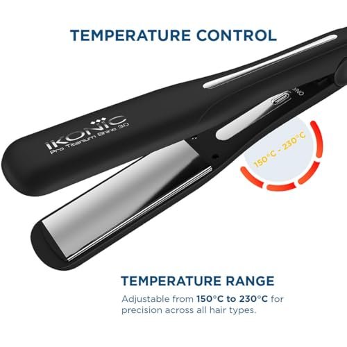Ikonic Professional Pro Titanium Shine 3.0 Hair Straightener, Advanced Dual Titanium Floating 1.5-Inch Wide Plates, Digital Temperature Control 150°C–230°C, Instant Heat Up, Auto Shut-Off, Universal Voltage, Black, Trusted & Loved By Professionals - Image 2
