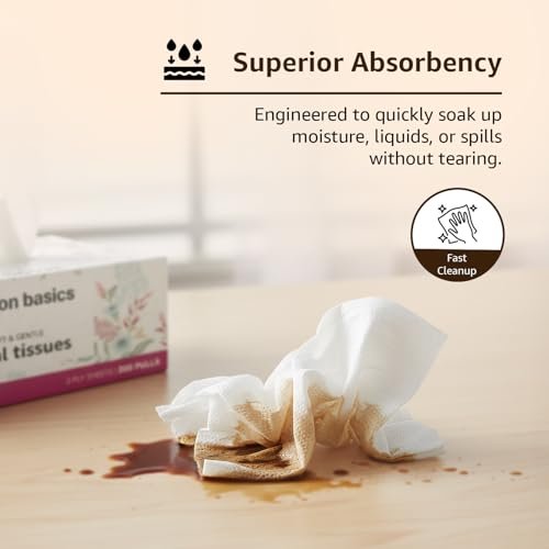 Amazon Basics 2 Ply Facial Tissue Box | 600 Sheets | 100 Sheets X Pack of 6 | Home | Soft & Highly Absorbent Tissues - Image 4