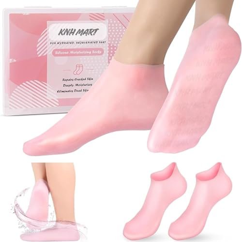 Silicone Heel Socks | Cracked Heel Moisturizer Gel Socks for Women & Men | Spa Pedicure Foot Care Socks | Soft Heel Protector for Dry Cracked Feet | Reusable Waterproof Silicone Socks