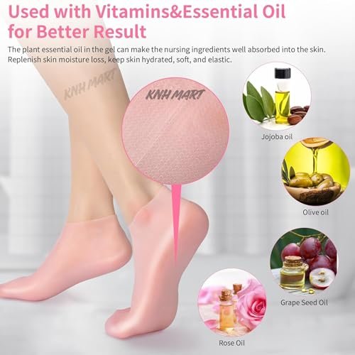 Silicone Heel Socks | Cracked Heel Moisturizer Gel Socks for Women & Men | Spa Pedicure Foot Care Socks | Soft Heel Protector for Dry Cracked Feet | Reusable Waterproof Silicone Socks - Image 2