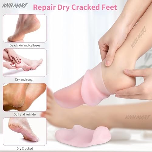 Silicone Heel Socks | Cracked Heel Moisturizer Gel Socks for Women & Men | Spa Pedicure Foot Care Socks | Soft Heel Protector for Dry Cracked Feet | Reusable Waterproof Silicone Socks - Image 3