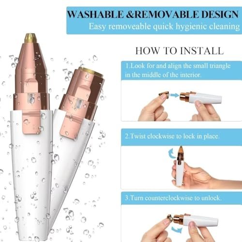 ENINAS Eyebrow Trimmer for Women, 2 in 1 Rechargeable Facial Hair Remover with Replaceable Heads, Professional Painless Personal Hair Removal Eyebrow Razor with Indicator Lights, (White) - Image 3