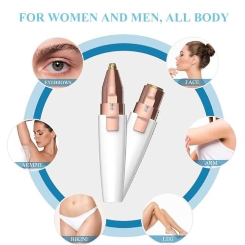 ENINAS Eyebrow Trimmer for Women, 2 in 1 Rechargeable Facial Hair Remover with Replaceable Heads, Professional Painless Personal Hair Removal Eyebrow Razor with Indicator Lights, (White) - Image 4