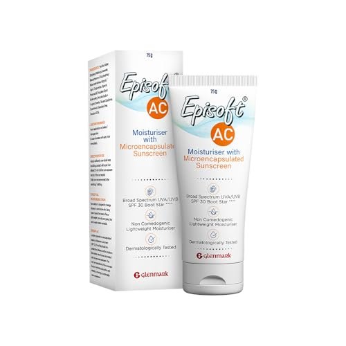 Episoft AC Moisturiser with Sunscreen | Blocks 97% UVB rays | Lightweight, non-greasy | Fragrance free | Acne safe | Single step skincare | Suitable for all Skin types | 2 in 1 product | Microencapsulated Sunscreen