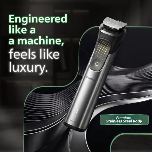 Philips India's No.1 Men's Trimmer* | Luxurious Stainless Steel Design | BeardSense Technology | All-in-One Grooming Kit- Beard, Hair, Body, Intimate | 120min runtime | IPX7 | 5yr warranty* | MG9532 - Image 4