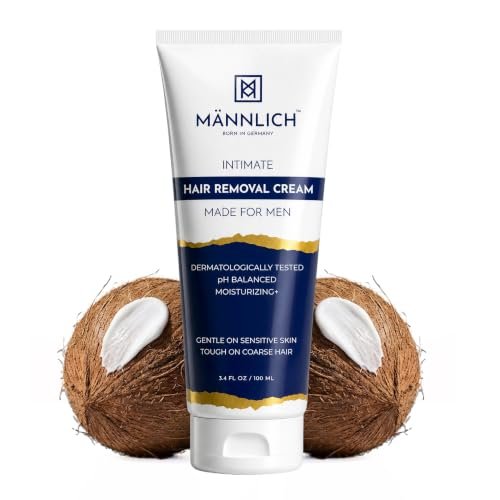 Mannlich Intimate/Private Hair Removal Cream for Men (100 ml) | Painless, Faster, Soothing for Unwanted Coarse Pubic Hair, Suitable For All Skin Types (Pack of 1)