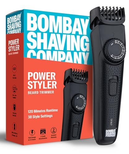 Bombay Shaving Company Beard Trimmer For Men | Beard Trimmer for Man | Hair Trimmer for Man | Type C, 120 Min Runtime, 38 Settings, Cordless | Trimmer Men Beard | Trimmers for Man