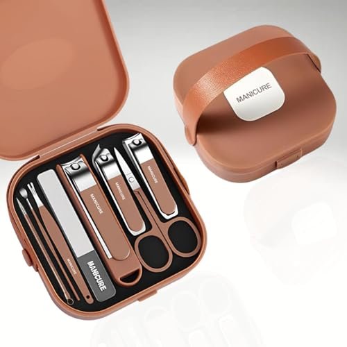 WEZOSHINET 8 in 1 Nail Clipper Set – Professional Manicure & Pedicure Kit for Men & Women Portable Nail Clippers Set Stainless Steel Fingernail Clippers Personal Grooming Kits (Pack of 1)