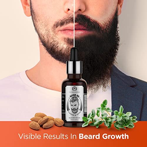 The Man Company Beard Oil for Growing Beard Faster with Almond & Thyme, NATURAL, Best Beard Growth Oil for Man, Nourishes & Strengthens Uneven Patchy Beard - 30ML | - Image 3