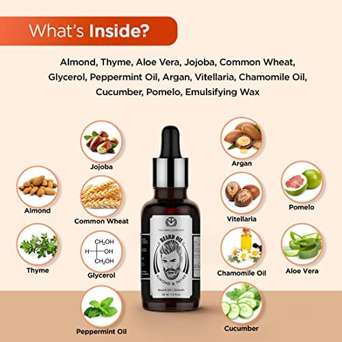 The Man Company Beard Oil for Growing Beard Faster with Almond & Thyme, NATURAL, Best Beard Growth Oil for Man, Nourishes & Strengthens Uneven Patchy Beard - 30ML | - Image 4