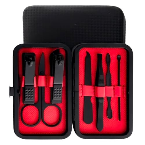 Gleva Stainless Steel Manicure Set, Manicure Pedicure Kit, Eyebrow Scissor, Nail Cutter, Diagonal Nail Clipper, Nail File, Ear Pick, Nail Cleaner & Eyebrow Tweezer Personal Care Nail Clipper Kit For Men & Women (Set of 7)