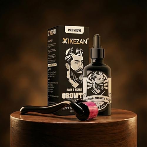 XIKEZAN Men's Beard oil for men | Beard Growth Oil -30ml | All Natural Formula for a Fuller | Healthier Beard and Hair - Softens, Strengthens | Beard Promotes and Growth (Beard Oil with Roller) - Image 2