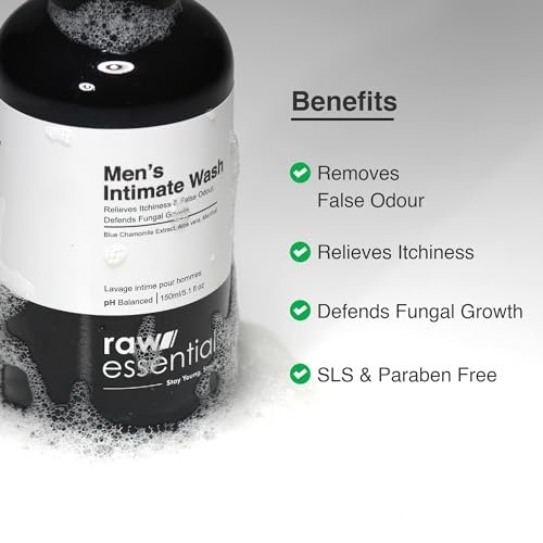 Raw Essentials Intimate Wash for Men 150 ml, Relieves Itchiness & Odour, Prevents Fungal Growth, Brightens Groin Area, pH Balanced, Sulphate Free, Paraben Free - Image 4