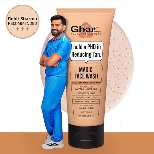 Ghar Soaps De-Tan Face Wash | For Tan Reducing, Brightening & Glowing Skin | With Sandalwood, Saffron, Coconut Oil & Goat milk | For All Skin Types | 100ml (Pack of 1) - Image 2