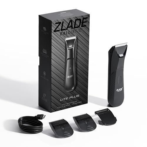 Zlade Ballistic Lite Plus Manscaping Trimmer for Men | Full Body, Beard, Balls, Pubic Hair & Private Parts Groomer | SafeEdge Ceramic Blades, No Nicks or Cuts | 7000 RPM | Waterproof | 90 Mins Runtime