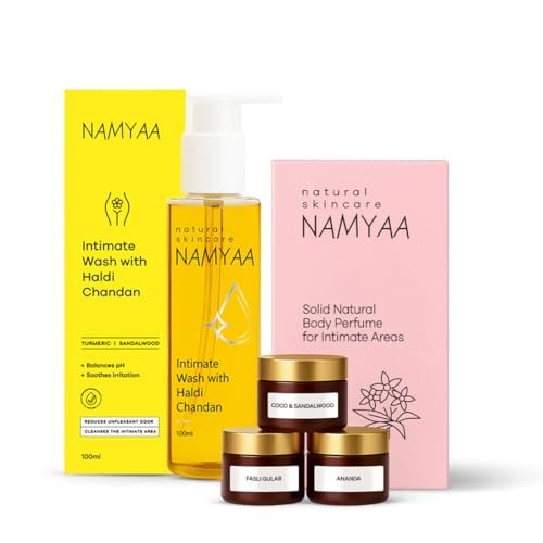 Namyaa Intimate Smell Good Kit- Combo Pack of Intimate Solid Perfume 45g & Haldi Chandan Intimate Wash 100g | With Germ and Odour Protection