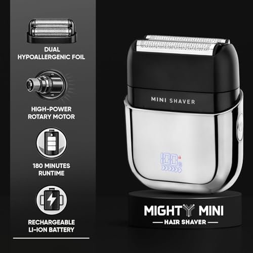Vega Professional Mighty Mini Foil Hair Shaver for Men, Portable Mini Electric Shaver with Triple Floating Bladees, Hair & Beard Shaver Trimmer for Men, 180 Min Runtime, Type-C Charging, VPVFS-02 - Image 2