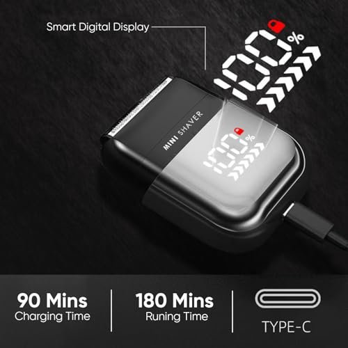 Vega Professional Mighty Mini Foil Hair Shaver for Men, Portable Mini Electric Shaver with Triple Floating Bladees, Hair & Beard Shaver Trimmer for Men, 180 Min Runtime, Type-C Charging, VPVFS-02 - Image 3