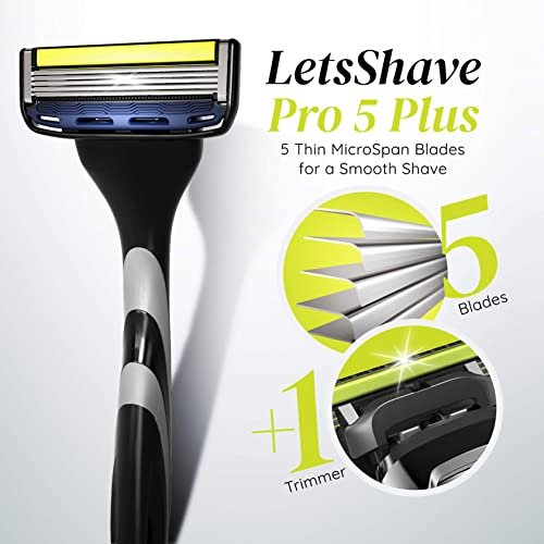 LetsShave Pro 5 Plus Manual Shaving Razor Blades Refills (Cartridge), Pack of 12, World's First Curved Blade with Vitamin E & Argan Oil Lubricating Strip, Blades for Men - Image 2