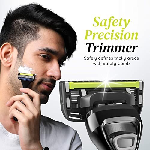 LetsShave Pro 5 Plus Manual Shaving Razor Blades Refills (Cartridge), Pack of 12, World's First Curved Blade with Vitamin E & Argan Oil Lubricating Strip, Blades for Men - Image 3