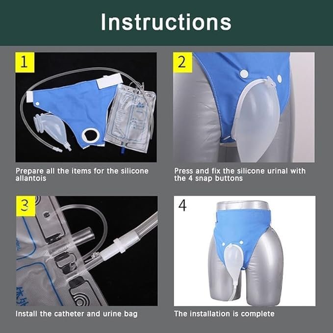 Urine Collection Device with Adjustable Belt & Drainage Bag | Reusable Urinary Incontinence Aid for Bedridden, Elderly & Post-Surgery Care-3000ml-men - Image 2