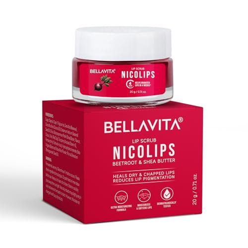 Bella Vita Organic NicoLips Lip Balm & Lip Scrub | Lip Balm for Dark Lips | Anti Pigmentation for Dry, Chapped Lips | Removes Lipstick Stains | Lip Care for Men & Women | 20g