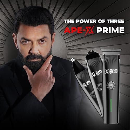 Beardo Ape-X Prime 3-in-1 Multipurpose Trimmer for Men | Grooming Kit : Beard Trimmer, Precision Trimmer, Ear & Nose Trimmer | Stainless Steel self-sharpening blades | Type C charging - Image 2