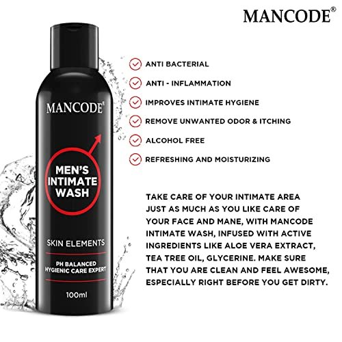 Mancode Intimate Wash For Men - Pack of 2 x 100ml with Tea Tree Essential Oil Ayurvedic & Natural Personal Intimate Hygiene Prevents Itching Irritation & Dryness Caused By Sweating Ball Wash for Men. - Image 2