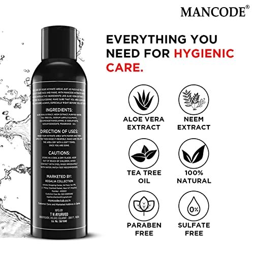 Mancode Intimate Wash For Men - Pack of 2 x 100ml with Tea Tree Essential Oil Ayurvedic & Natural Personal Intimate Hygiene Prevents Itching Irritation & Dryness Caused By Sweating Ball Wash for Men. - Image 3