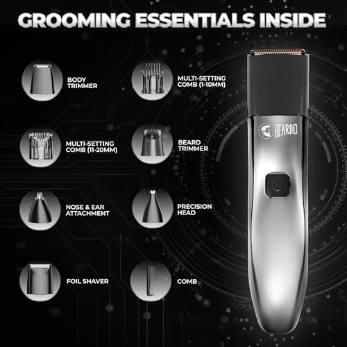 Beardo Chrome Beast Multipurpose Full Body Groomer Trimmer Set For Men | 40 Length Settings | 8 attachments | Beard/Hair/Body/Precision/Ear/Nose Trimmer|With Dock|90 min. run time | All-in-1 trimmer - Image 3