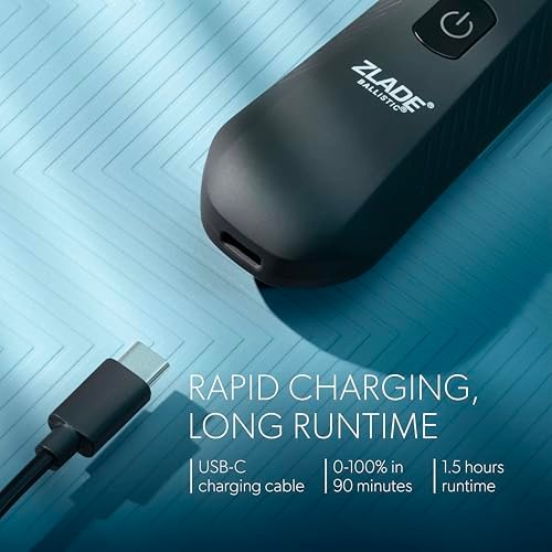 Zlade Ballistic Lite Plus Manscaping Trimmer for Men | Full Body, Beard, Balls, Pubic Hair & Private Parts Groomer | SafeEdge Ceramic Blades, No Nicks or Cuts | 7000 RPM | Waterproof | 90 Mins Runtime - Image 4