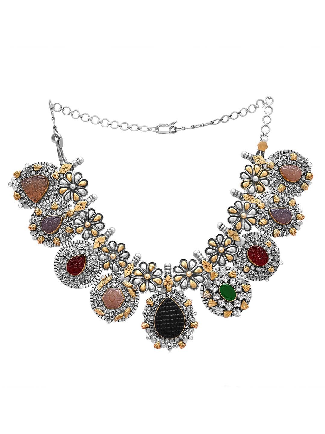 Silver Rhodium-Plated Antique Necklace