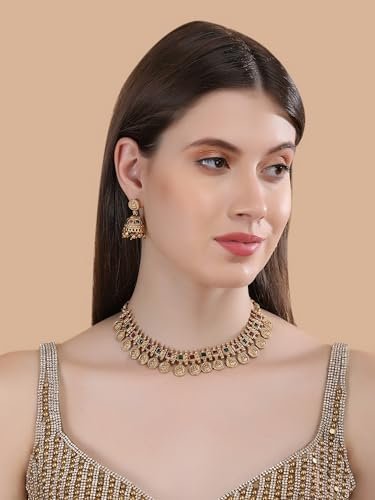 Fashion Frill Fashion Frill Traditional Gold Plated Necklace Set For Women | Pearls Jewellery Set For Women | Temple Jewellery Set For Womens Traditional - Image 3