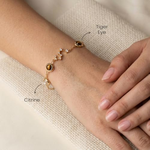 Astrotalk Zodiac Constellation Bracelet (Rashi) | Citrine & Tiger Eye for Positivity, Emotional Balance & Confidence | Crystal Bracelet for Woman | Jewellery for Women | Gift for Woman - Image 3