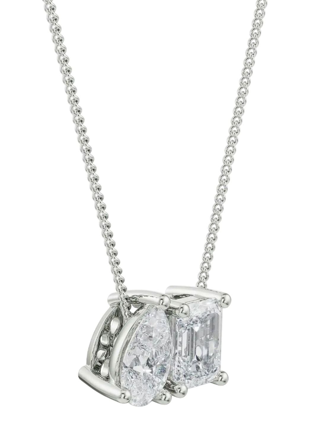 Emori Emori Pear Emerald Lab Diamond Set in 18KT Gold Matching Set - Image 2