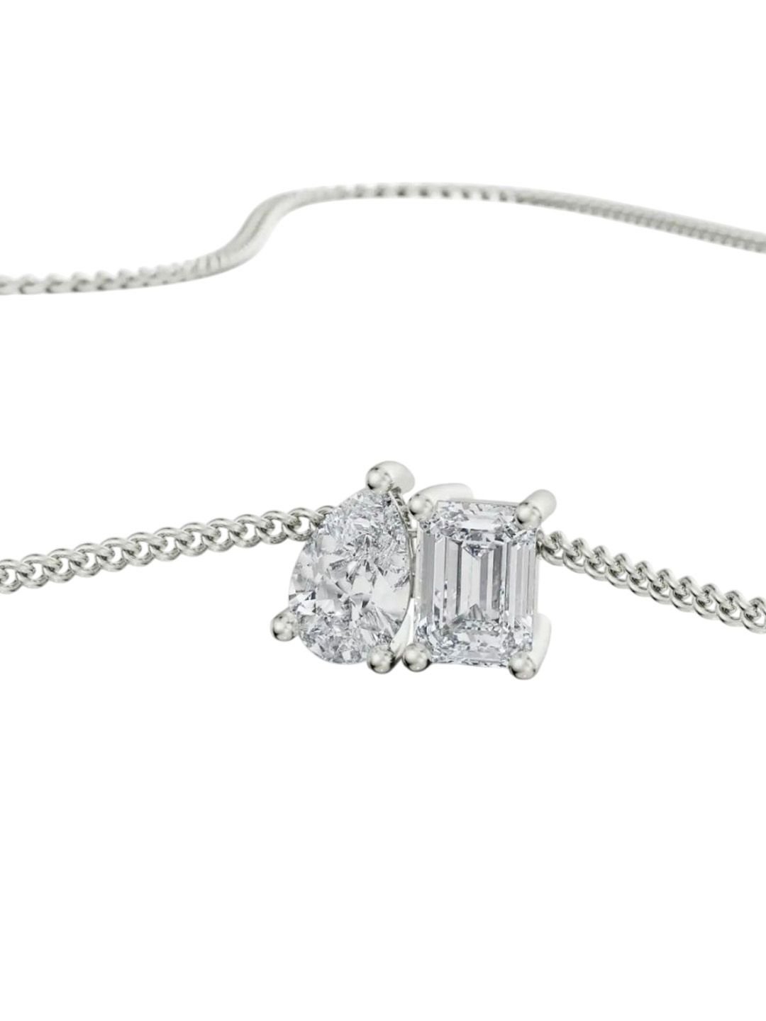 Emori Emori Pear Emerald Lab Diamond Set in 18KT Gold Matching Set - Image 3