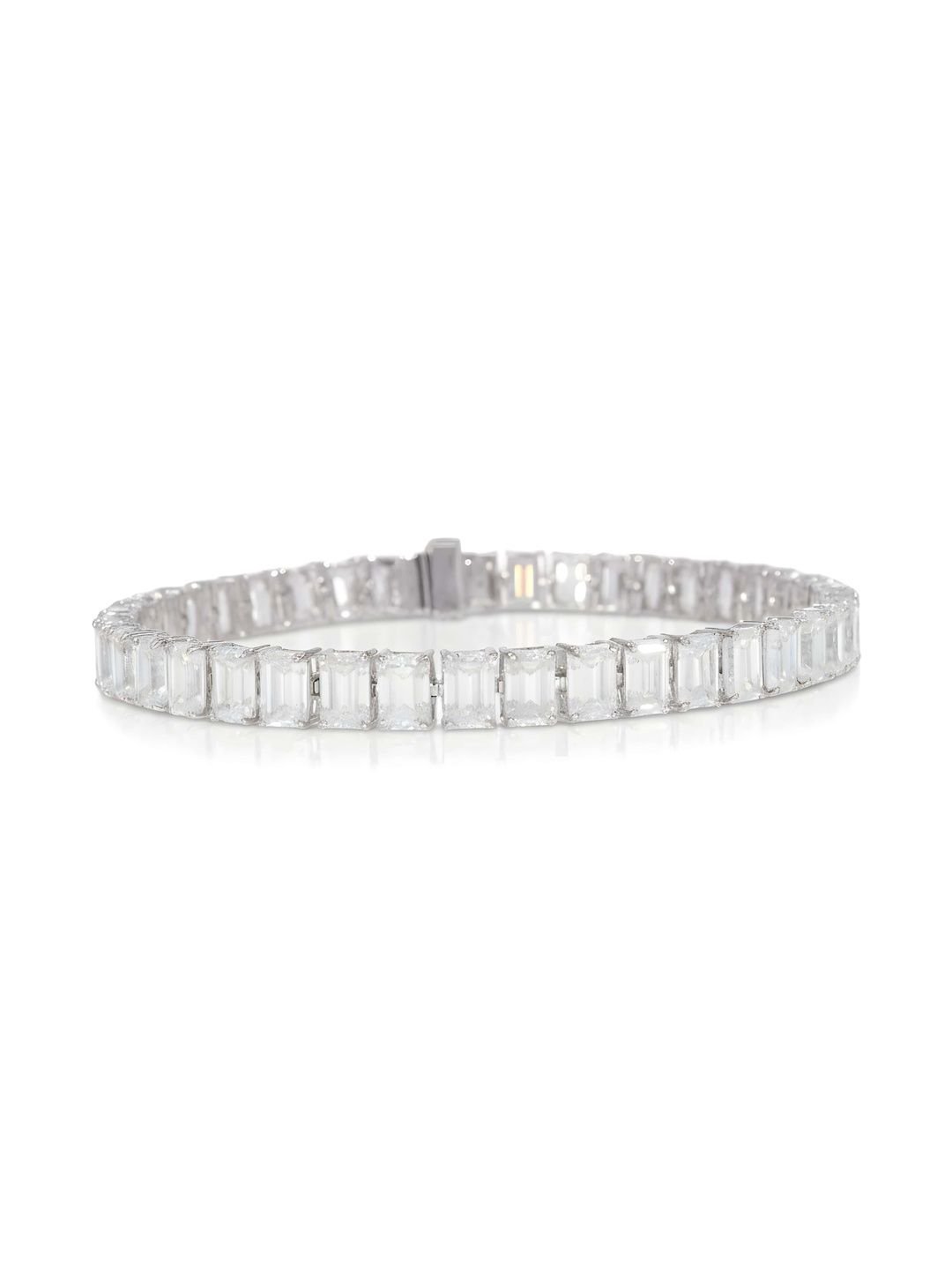 JOY & SHINE JOY & SHINE Women Sterling Silver Cubic Zirconia Silver-Plated Link Bracelet - Image 3