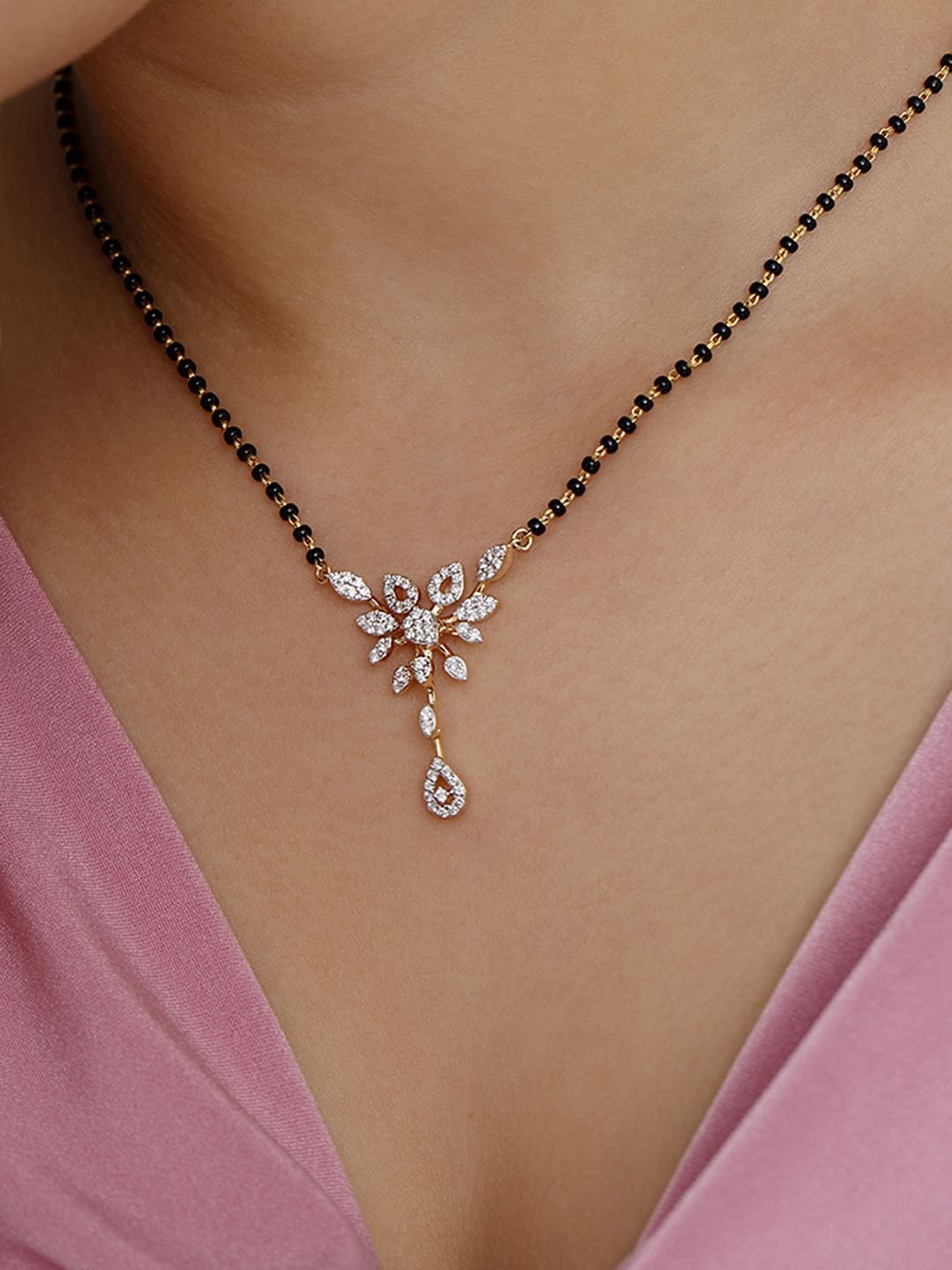 Mia by Tanishq 18KT Floral Cascade Gold & Diamond Mangalsutra-8.23 g - Image 4