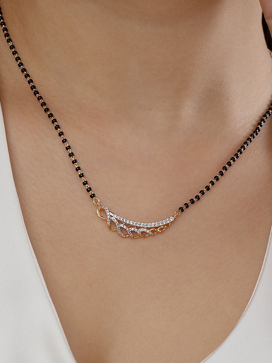 Mia by Tanishq Women 18 KT Sparkling Elegance Gold & Diamond Mangalsutra-6.511g - Image 4
