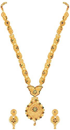 Shining Diva Fashion Latest Long Design Necklace Set For Women Traditional One Gram Gold Plated Jewellery Set for Women (Golden) (11503s) - Image 2