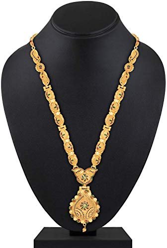 Shining Diva Fashion Latest Long Design Necklace Set For Women Traditional One Gram Gold Plated Jewellery Set for Women (Golden) (11503s) - Image 3