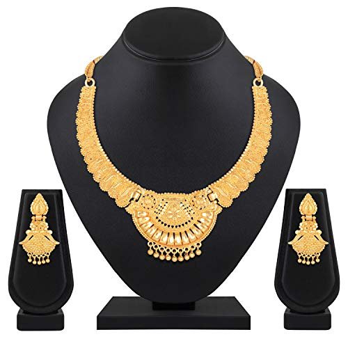 Shining Diva Fashion Latest Choker Design Necklace Set For Women Traditional One Gram Gold Plated Jewellery Set for Women (Golden) (11534s) - Image 2