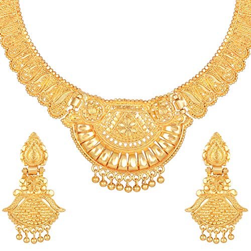 Shining Diva Fashion Latest Choker Design Necklace Set For Women Traditional One Gram Gold Plated Jewellery Set for Women (Golden) (11534s) - Image 4