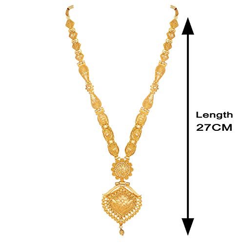 Shining Diva Fashion Latest Long Design Necklace Set For Women Traditional One Gram Gold Plated Jewellery Set for Women (Golden) (11508s) - Image 4