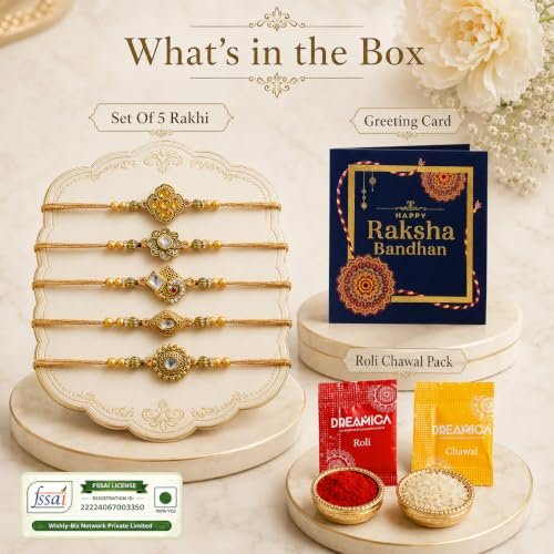 Dreamica Rakhi Set for Brother with Greeting Card And Tilak Set - Image 3