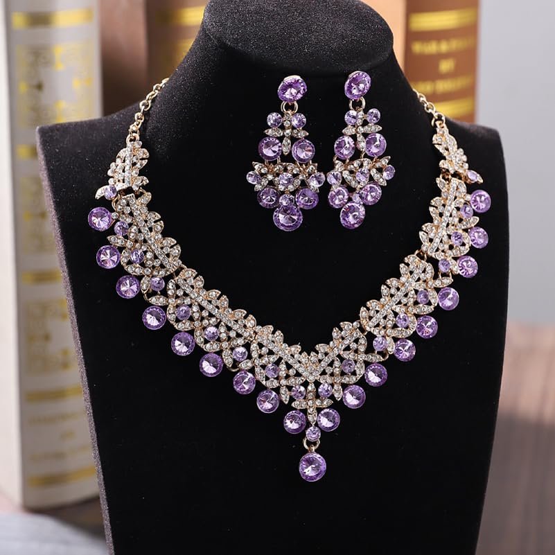 Shining Diva Fashion Latest Stylish Design Fancy Wedding Party Crystal Diamonds Necklace Jewellery Set for Women - Image 4
